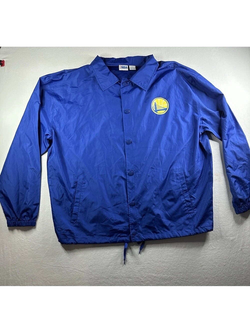 Golden State Warriors Jacket Blue Windbreaker Men’s XL Snap Button NBA  NEW